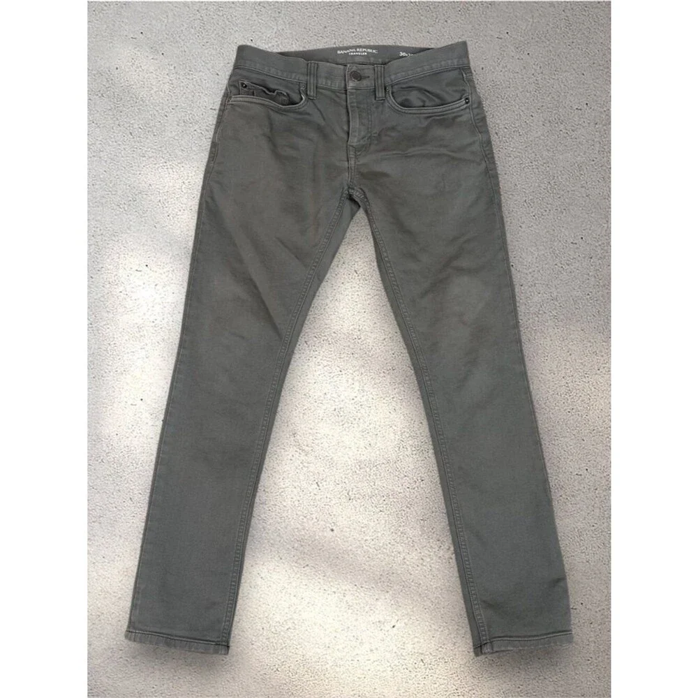 Banana Republic Traveler Pants Men’s 30x30 Green Skinny Fit Stretch Casual
